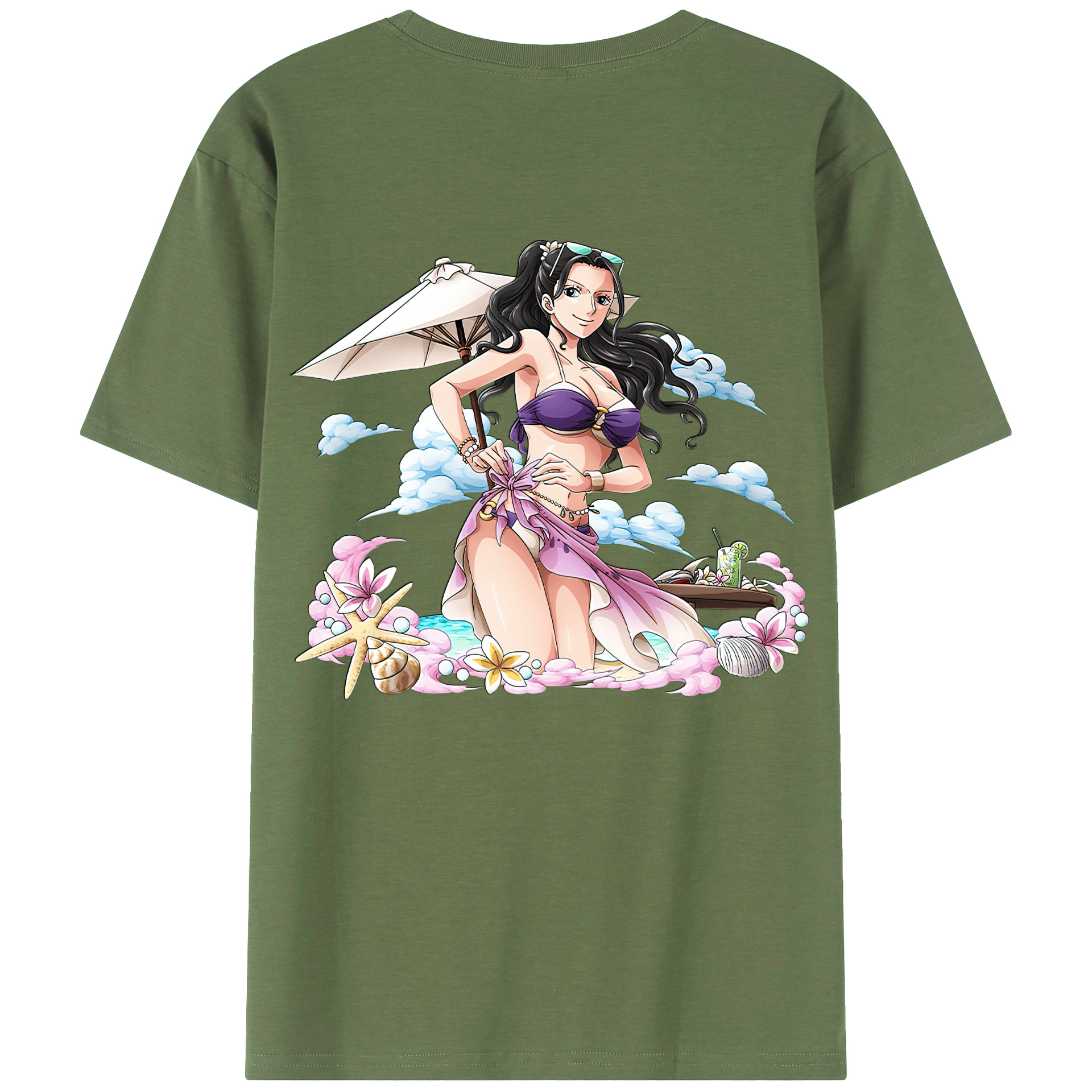 ワンピース ニコ・ロビン ONE PIECE Nico Robin 綿100％ メンズ半袖Tシャツ（バックプリント） 通気性